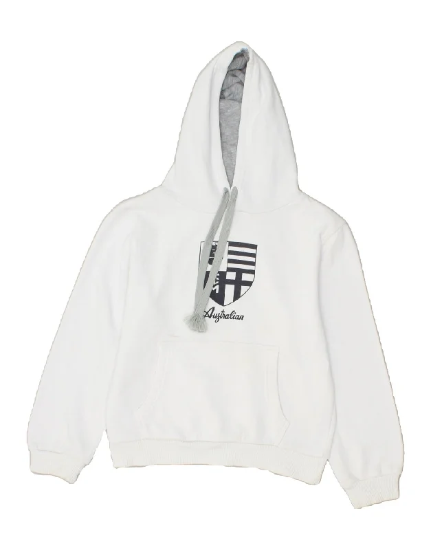 cotton hoodies for men -AUSTRALIAN L'ALPINA Boys Graphic Hoodie Jumper 10-11 Years Medium White