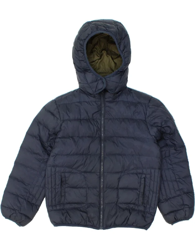 men's zip jackets for hiking -AUSTRALIAN L'ALPINA Boys Hooded Padded Jacket 13-14 Years Navy Blue Nylon