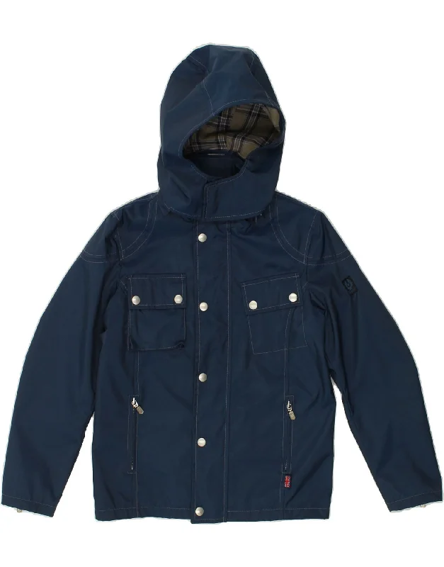 men's fleece-lined jackets -BELSTAFF Boys Hooded Windbreaker Jacket 9-10 Years Blue Nylon