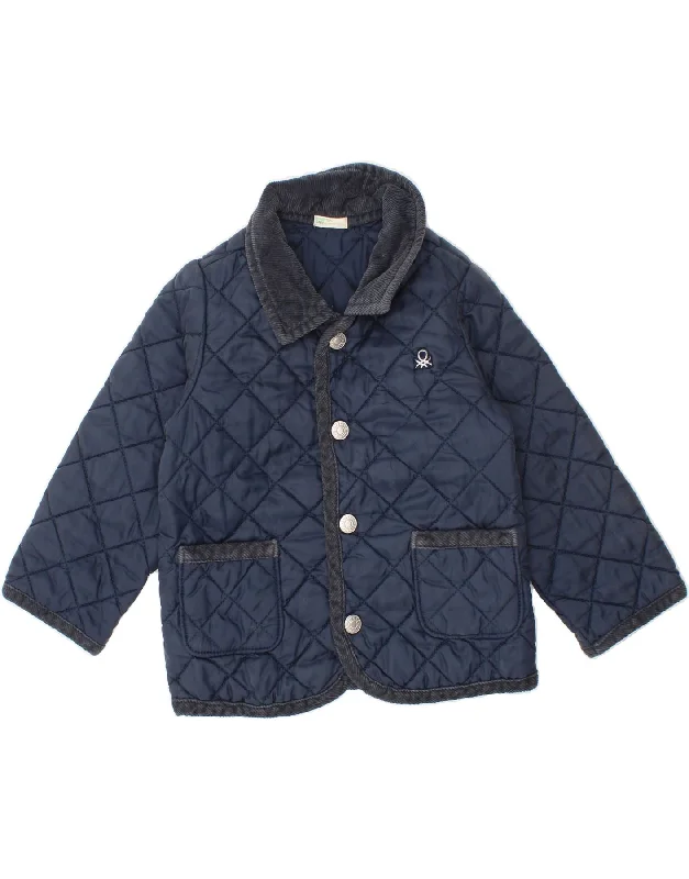 men's athletic jackets for running -BENETTON Baby Boys Quilted Jacket 9-12 Months Navy Blue Nylon