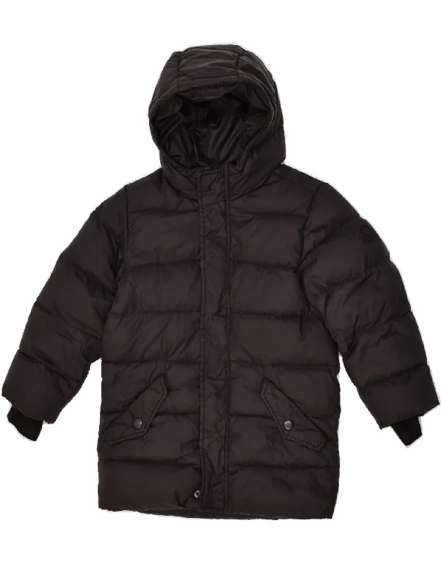 men's winter jackets with fur lining -BENETTON Boys Hooded Padded Jacket 9-10 Years Black