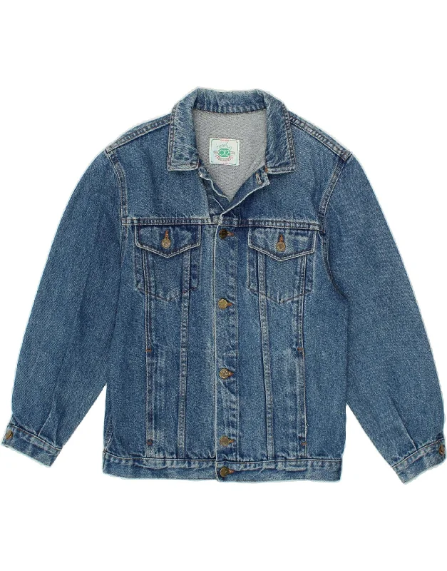 men's fleece jackets -BENETTON Boys O12 Denim Jacket 11-12 Years Blue Cotton