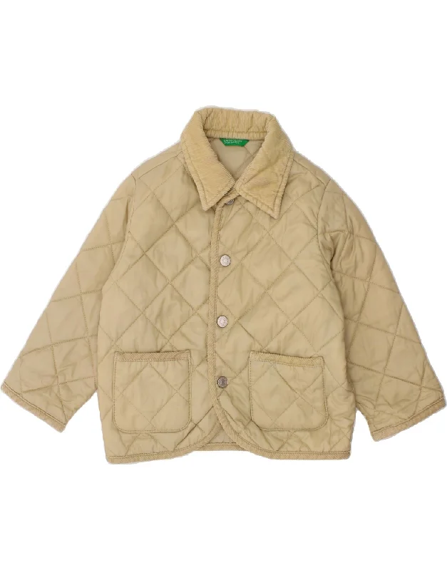 men's modern jacket styles -BENETTON Boys Quilted Jacket 2-3 Years Beige