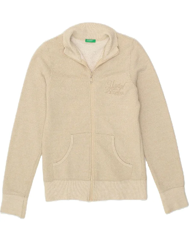 men's varsity jackets -BENETTON Girls Tracksuit Top Jacket 6-7 Years Beige