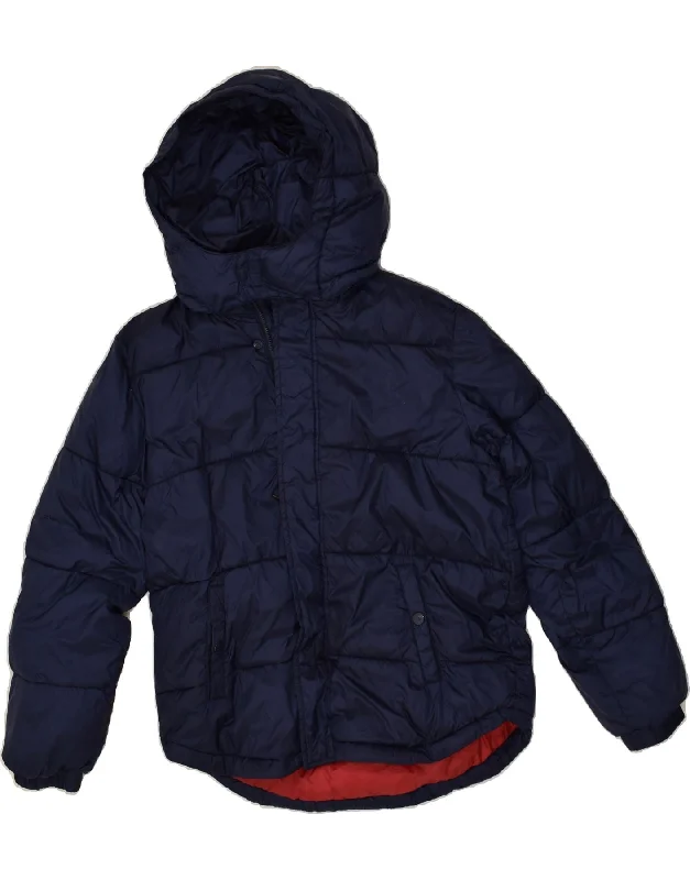 men's denim jackets -BEST COMPANY Boys Hooded Padded Jacket 13-14 Years Navy Blue Polyester