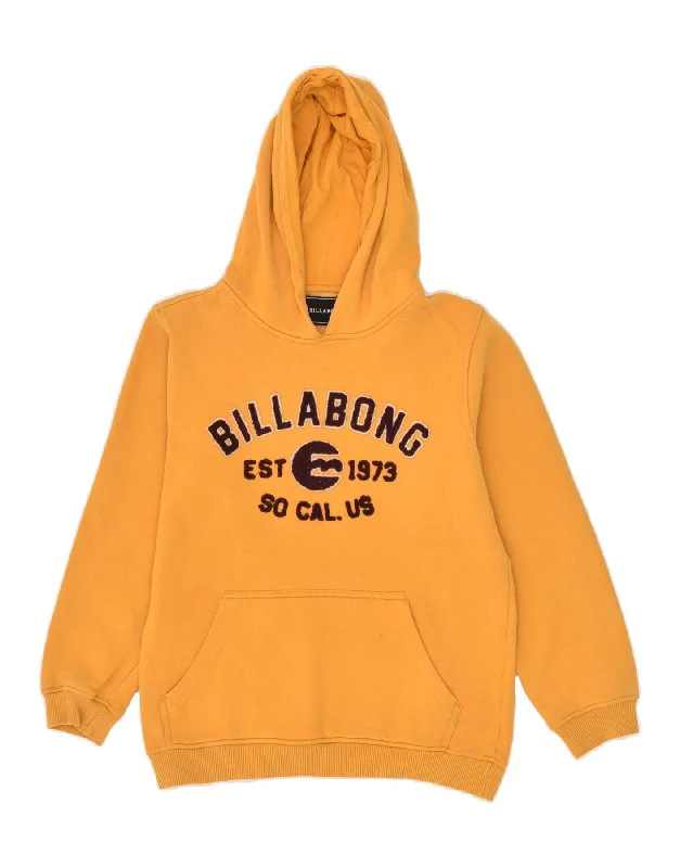 men's hoodie with unique prints -BILLABONG Boys Graphic Hoodie Jumper 11-12 Years Yellow Cotton