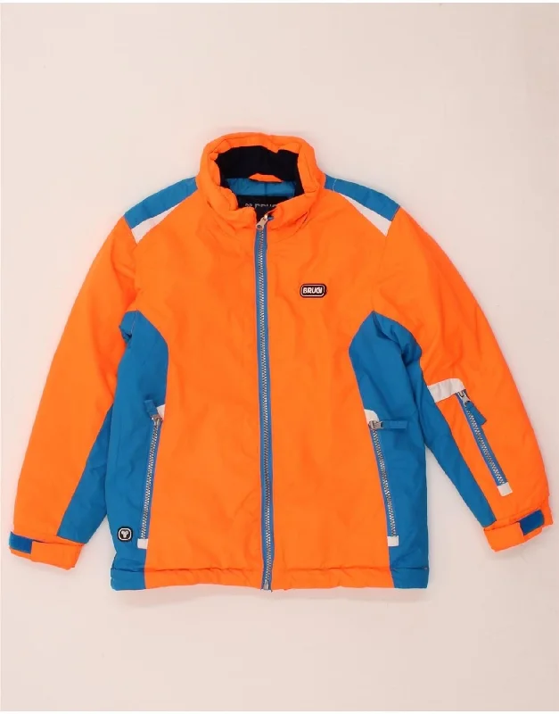 men's insulated rain jackets -BRUGI Boys Windbreaker Jacket 7-8 Years Orange Colourblock Polyester