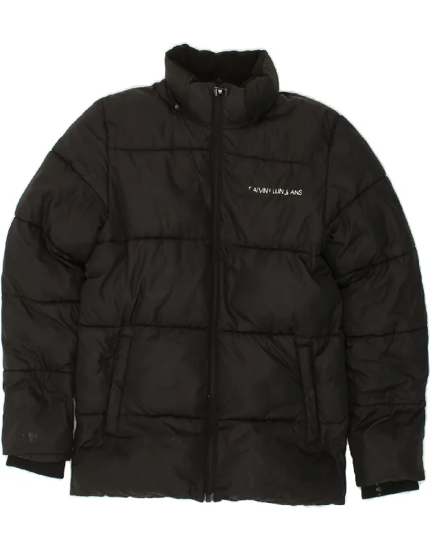 men's tailored wool jackets -CALVIN KLEIN JEANS Boys Padded Jacket 15-16 Years Black Polyester