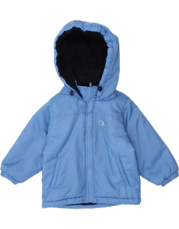 men's zippered jacket styles -CHAMPION Baby Girls Hooded Windbreaker Jacket 3-6 Months Blue Polyamide