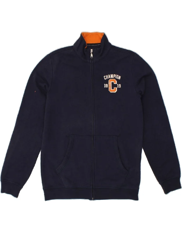 men's running jackets -CHAMPION Boys Chicago Tracksuit Top Jacket 13-14 Years XL Navy Blue Cotton