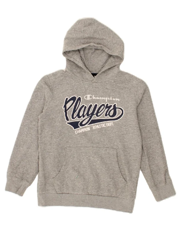 men's hoodies with logos -CHAMPION Boys Graphic Hoodie Jumper 11-12 Years Large  Grey Cotton