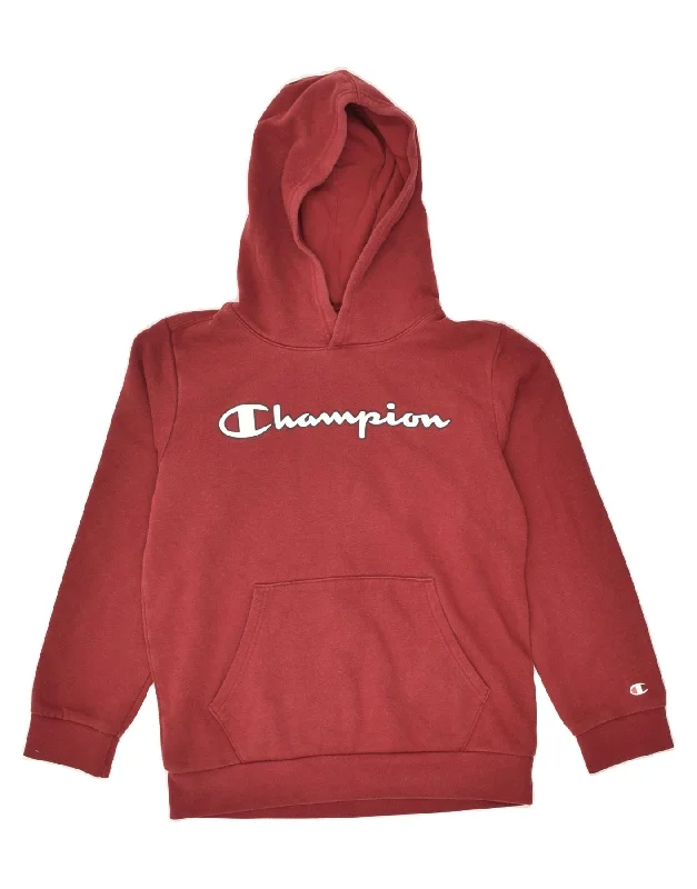 men's high-quality hoodies -CHAMPION Boys Graphic Hoodie Jumper 11-12 Years Large  Maroon Cotton