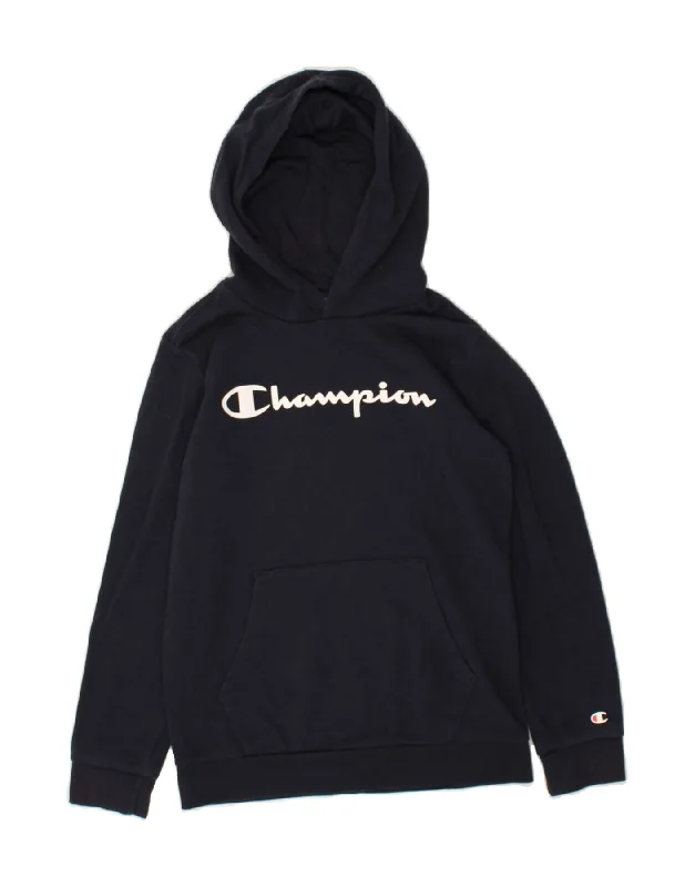 men's hoodie for casual outings -CHAMPION Boys Graphic Hoodie Jumper 11-12 Years Large  Navy Blue