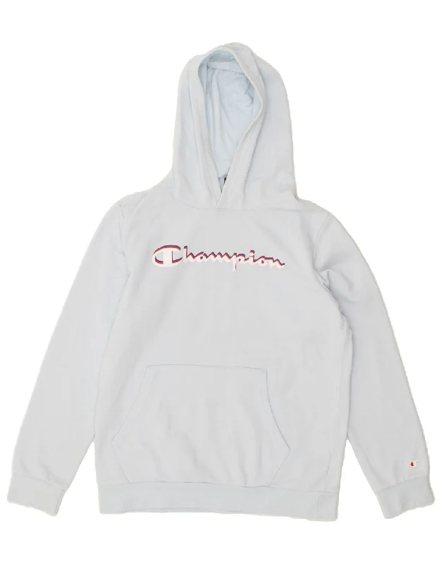 trendy oversized hoodies for men -CHAMPION Boys Graphic Hoodie Jumper 13-14 Years XL  Blue Cotton