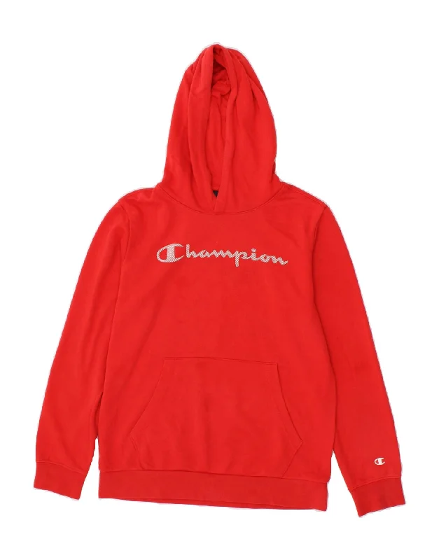 men's hoodies with bold prints -CHAMPION Boys Graphic Hoodie Jumper 13-14 Years XL  Red