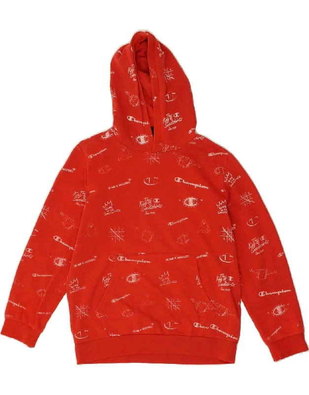 men's hoodies for casual wear -CHAMPION Boys Graphic Hoodie Jumper 13-14 Years XL  Red Cotton