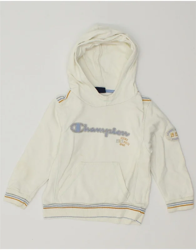 men's oversized sweatshirts for cold weather -CHAMPION Boys Graphic Hoodie Jumper 3-4 Years 2XS White Cotton