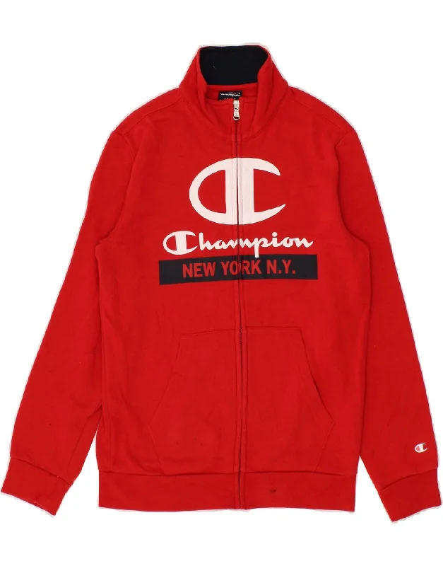 men's modern jacket styles -CHAMPION Boys Graphic Tracksuit Top Jacket 11-12 Years Large Red