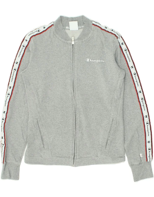 men's fleece winter jackets -CHAMPION Boys Graphic Tracksuit Top Jacket 12-13 Years Medium Grey Cotton