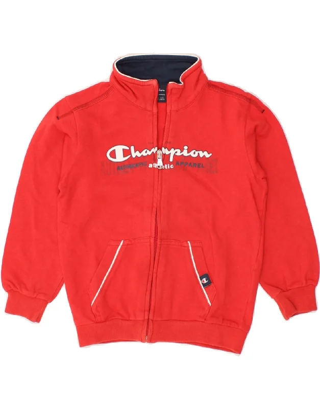 men's stylish puffer jackets -CHAMPION Boys Graphic Tracksuit Top Jacket 3-4 Years 2XS Red Cotton