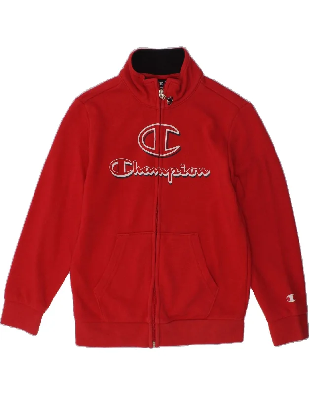 men's waterproof jackets -CHAMPION Boys Graphic Tracksuit Top Jacket 5-6 Years XS Red Cotton