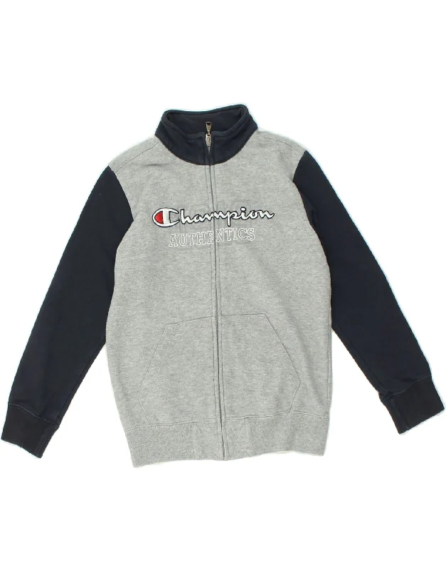 men's classic jackets -CHAMPION Boys Graphic Tracksuit Top Jacket 7-8 Years Small  Grey