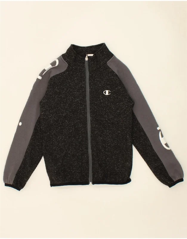 men's work jackets -CHAMPION Boys Graphic Tracksuit Top Jacket 9-10 Years  Grey Colourblock