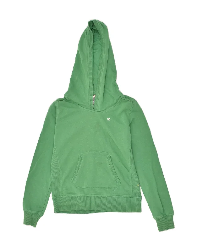 men's long sleeve hoodies -CHAMPION Boys Heritage Hoodie Jumper 15-16 Years XS Green Cotton