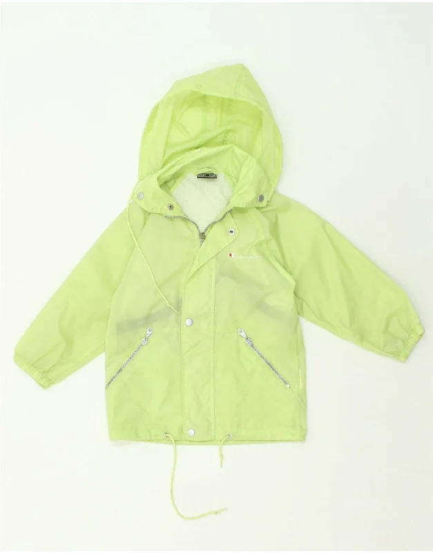 men's slim fit leather jackets -CHAMPION Boys Hooded Rain Jacket 5-6 Years Green Polyester