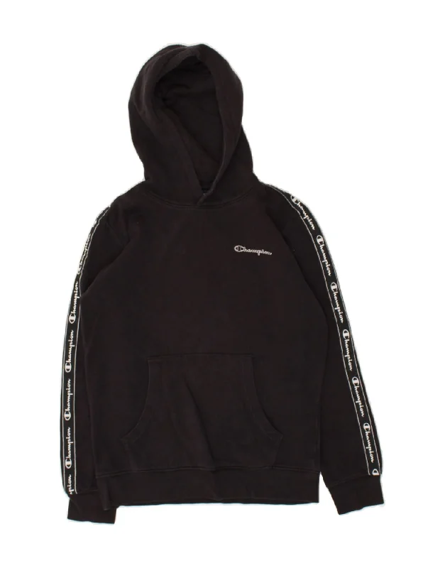 men's hoodie with drawstrings -CHAMPION Boys Hoodie Jumper 11-12 Years Large Black