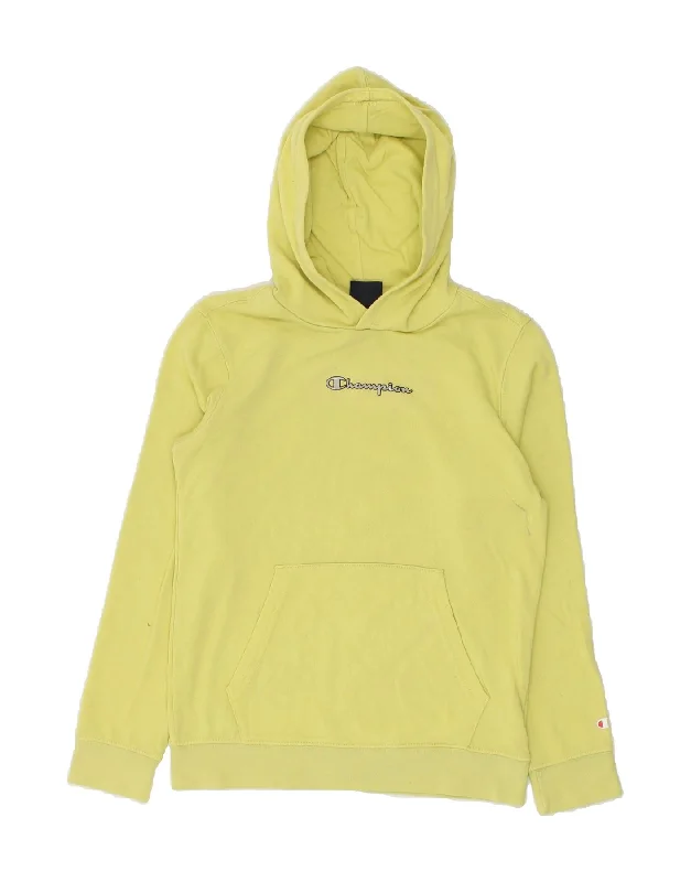 men's winter sweatshirts -CHAMPION Boys Hoodie Jumper 11-12 Years Yellow Cotton