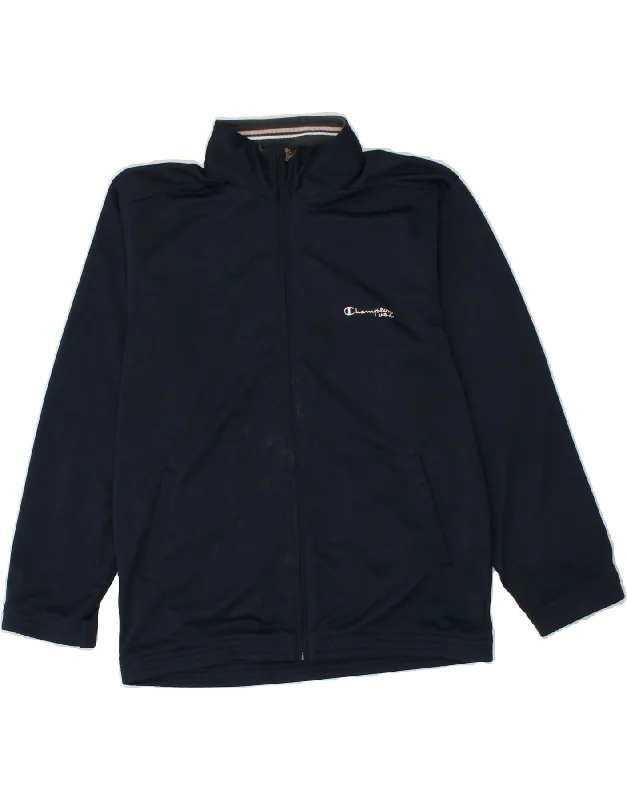 men's slim fit leather jackets -CHAMPION Boys Tracksuit Top Jacket 11-12 Years Navy Blue Polyester