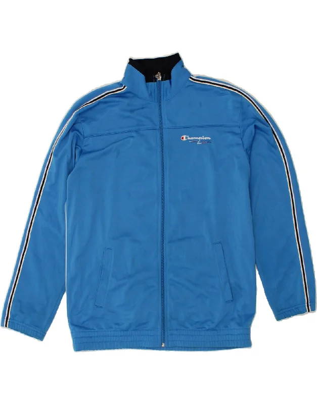 men's coat jackets -CHAMPION Boys Tracksuit Top Jacket 13-14 Years XL Blue Polyester