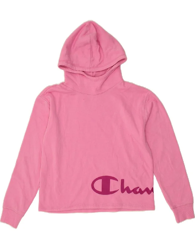 cotton hoodies for men -CHAMPION Girls Graphic Hoodie Jumper 13-14 Years XL Pink