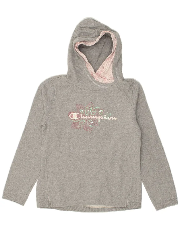 men's hoodie sweatshirt -CHAMPION Girls Graphic Hoodie Jumper 15-16 Years XL  Grey Cotton