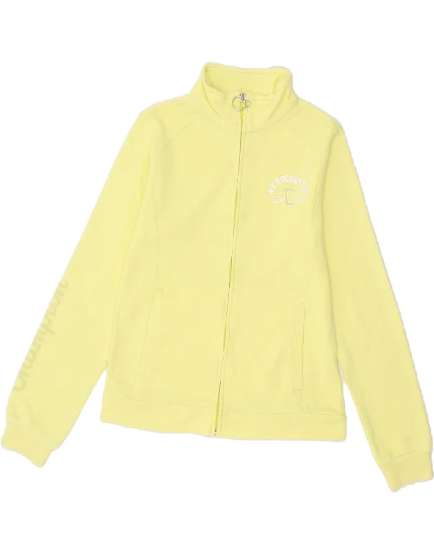 men's full zip jackets -CHAMPION Girls Graphic Tracksuit Top Jacket 11-12 Years Large Yellow