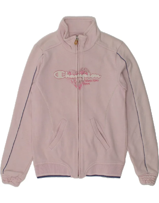 men's heavy-duty coats -CHAMPION Girls Graphic Tracksuit Top Jacket 5-6 Years XS Pink Cotton