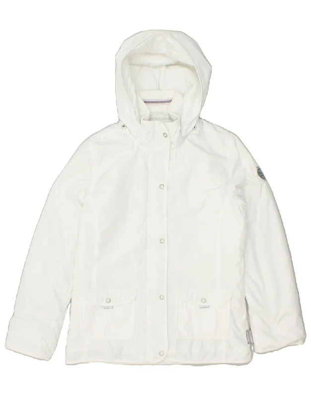 men's parka jackets -CHAMPION Girls Hooded Windbreaker Jacket 11-12 Years White Polyester