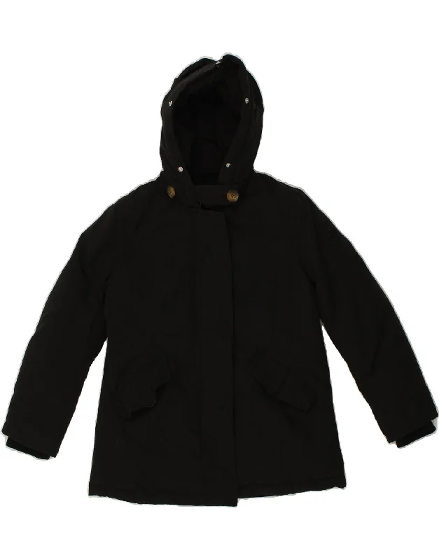 men's faux leather jackets -CHAMPION Girls Hooded Windbreaker Jacket 7-8 Years Small Black Cotton