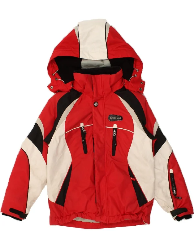 men's casual winter jackets -COLMAR Boys Hooded Ski Jacket 12-13 Years Red Colourblock