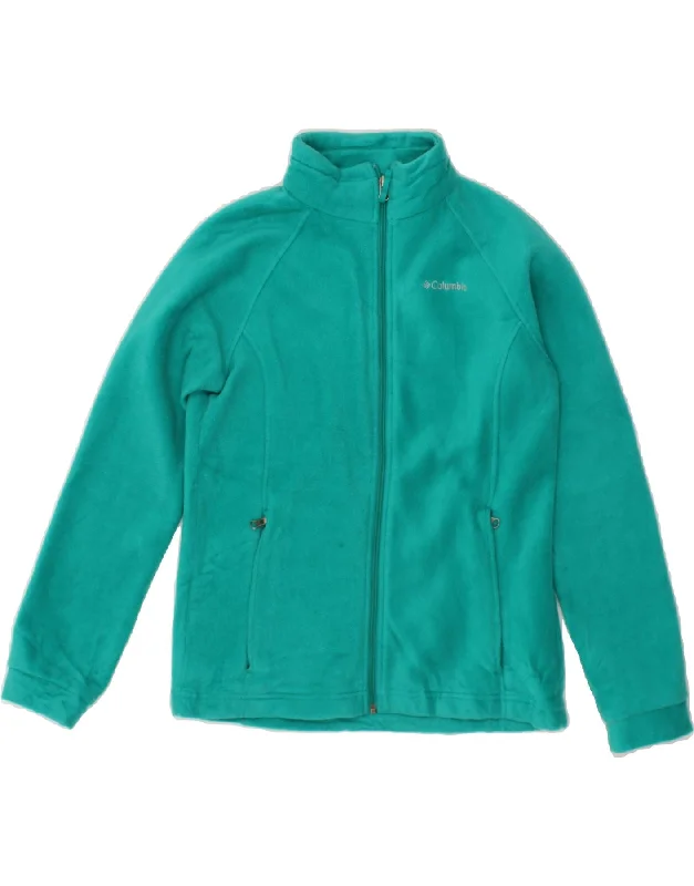 men's athletic jackets for running -COLUMBIA Girls Fleece Jacket 14-15 Years Large Turquoise Polyester