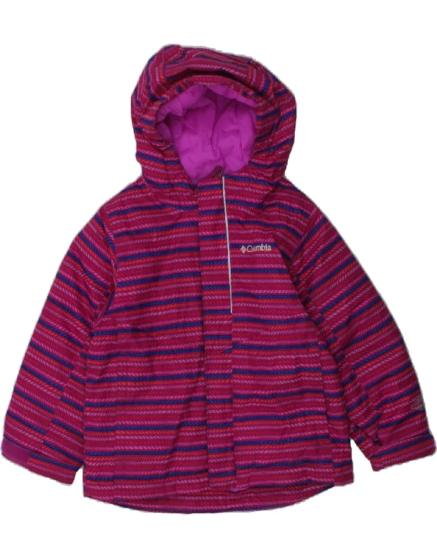 men's casual blazers -COLUMBIA Girls Hooded Windbreaker Jacket 2-3 Years Pink Striped Polyester