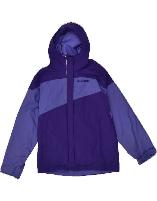 men's casual outerwear jackets -COLUMBIA Girls Hooded Windbreaker Jacket 7-8 Years Small Purple