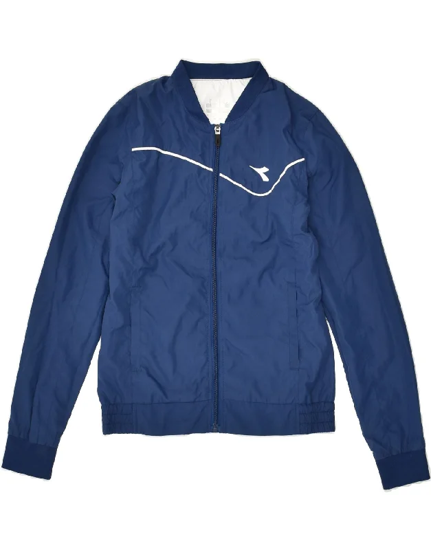 men's windproof jackets -DIADORA Boys Graphic Tracksuit Top Jacket 13-14 Years XL Navy Blue