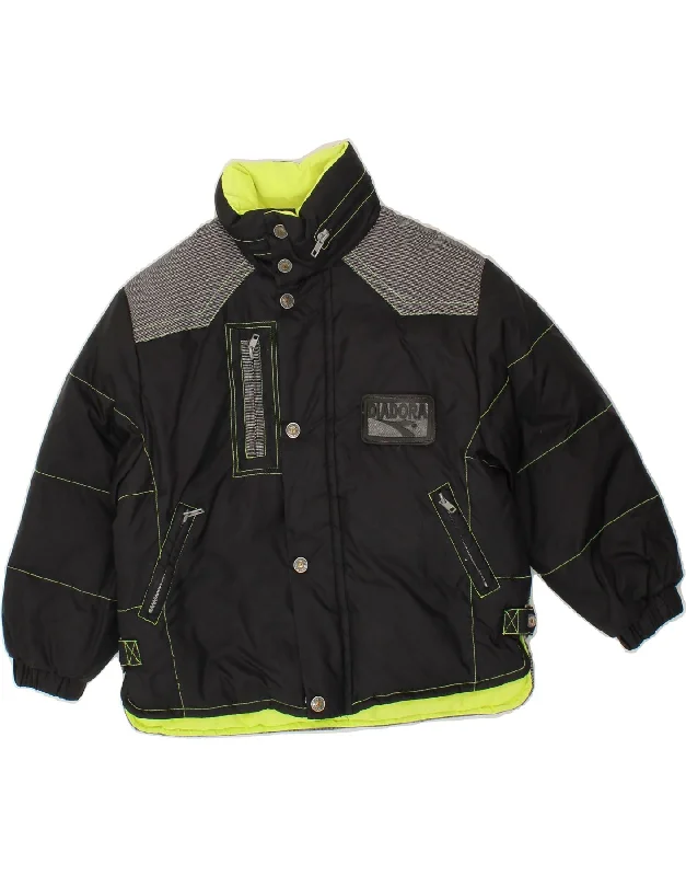 men's varsity jackets -DIADORA Boys Padded Jacket 7-8 Years Small Black Colourblock Polyester