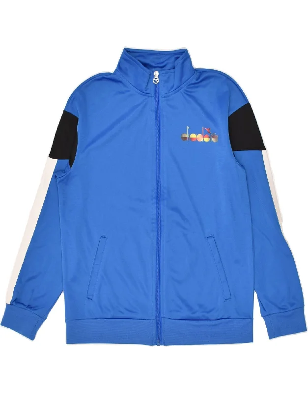 men's stylish puffer jackets -DIADORA Boys Tracksuit Top Jacket 13-14 Years XL  Blue Polyester