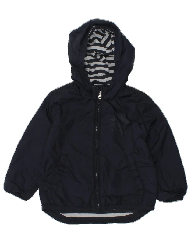 men's high-performance jackets -DIESEL Baby Boys Graphic Hooded Windbreaker Jacket 12-18 Months Navy Blue