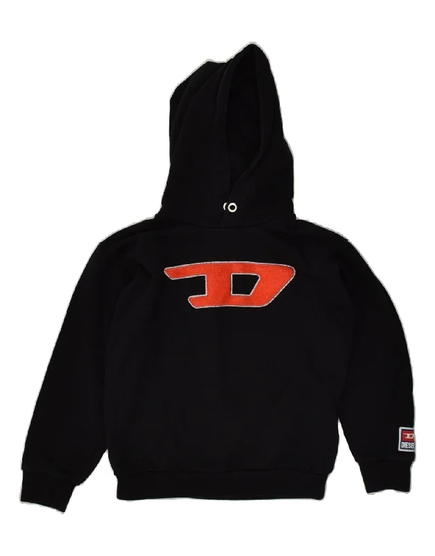 cotton hoodies for men -DIESEL Boys Graphic Hoodie Jumper 10-11 Years Black Cotton