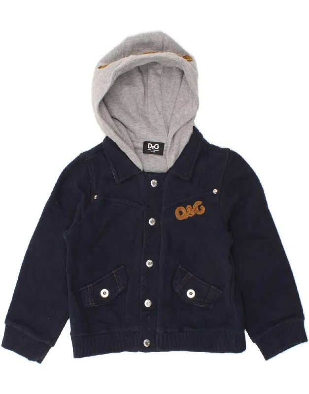 men's fleece winter jackets -DOLCE & GABBANA Baby Boys Hooded Bomber Jacket 18-24 Months Navy Blue