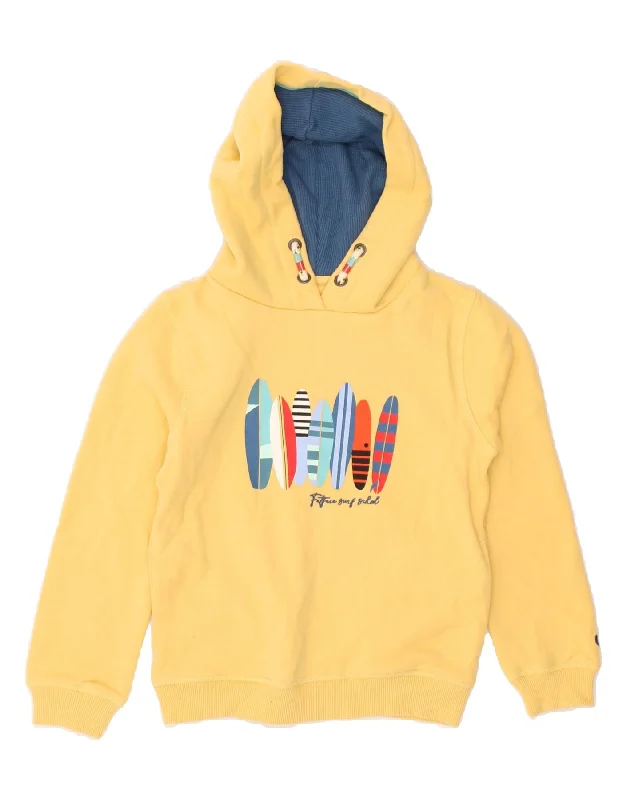 trendy zip-up sweatshirts for men -FAT FACE Girls Graphic Hoodie Jumper 6-7 Years Yellow